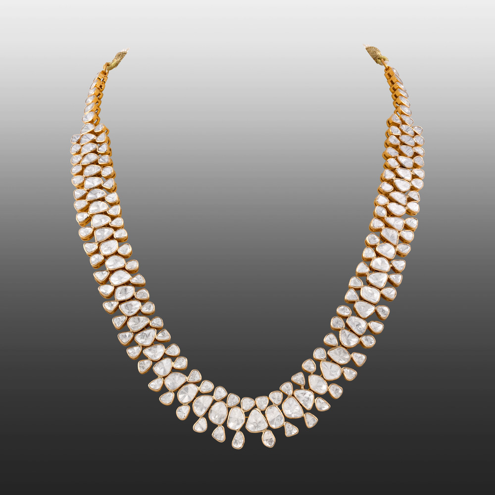 Tri-Graduated Polki Necklace in Open Setting